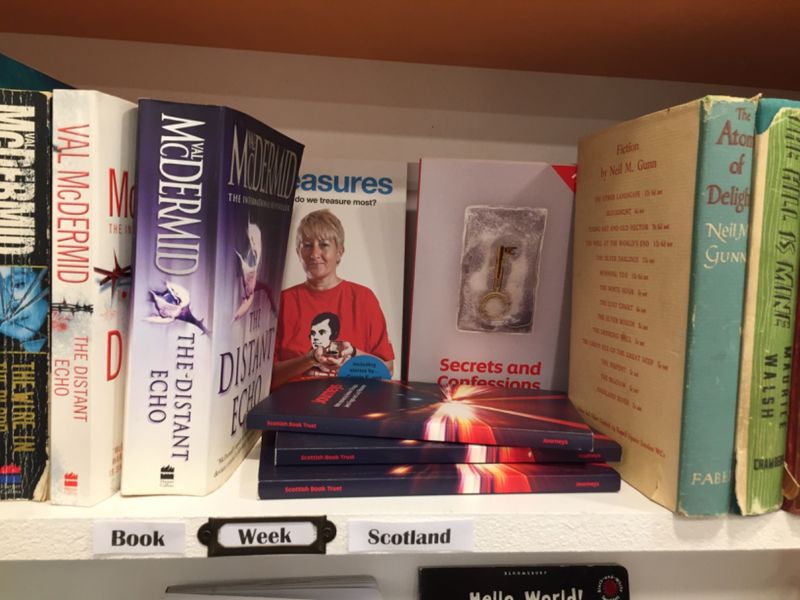 A shelf of books by Scottish authors